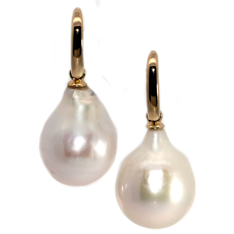 Baroque Freshwater Pearl & Yellow Gold Drops
