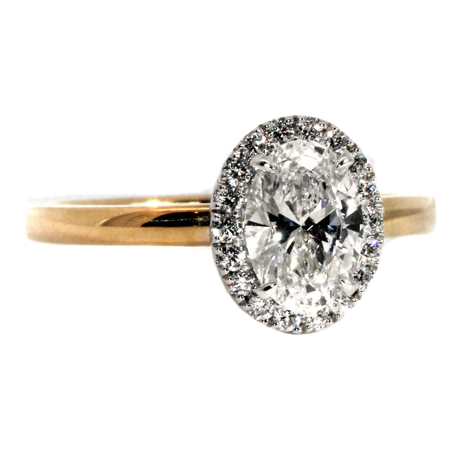 Oval Lab Grown Diamond & Yellow Gold Engagement Ring