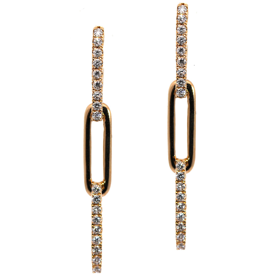 Lab Grown Diamond & Yellow Gold Elongated Link Drop Earrings