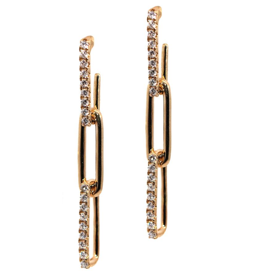 Lab Grown Diamond & Yellow Gold Elongated Link Drop Earrings