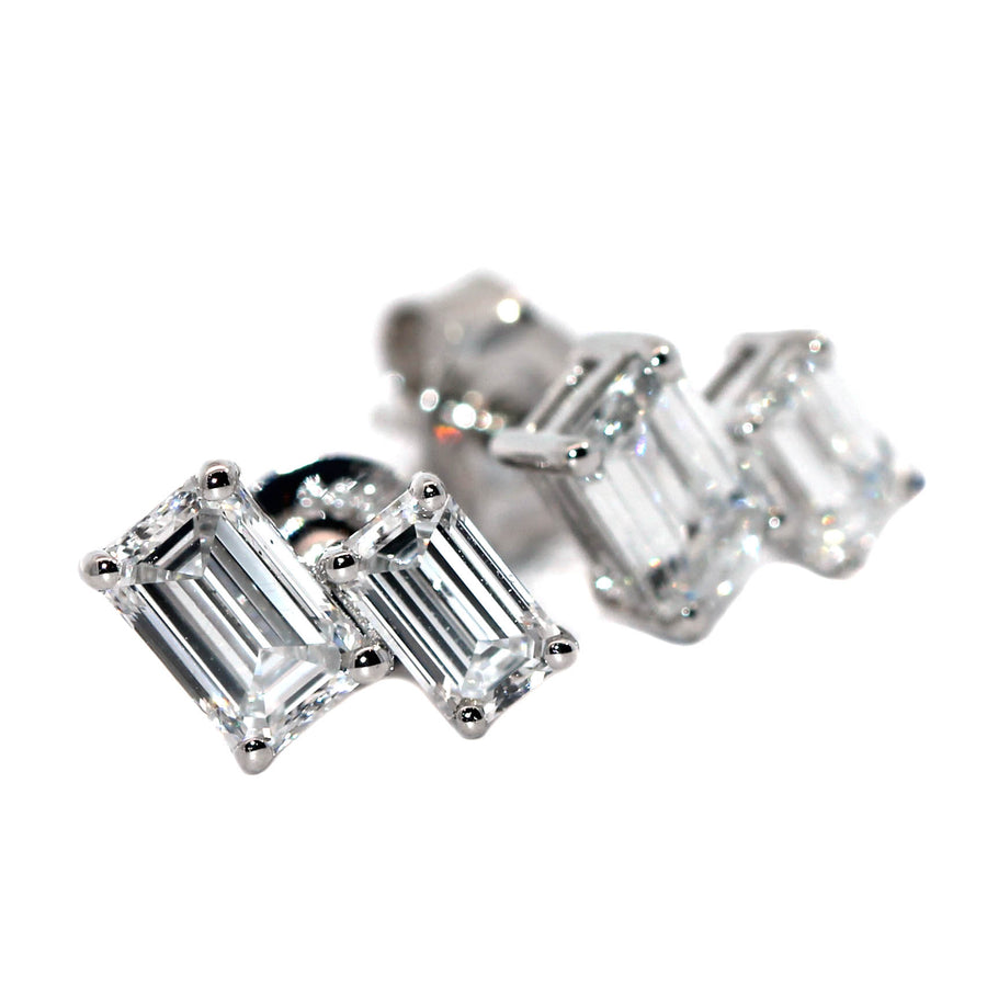 Emerald Cut Lab grown Diamond Studs