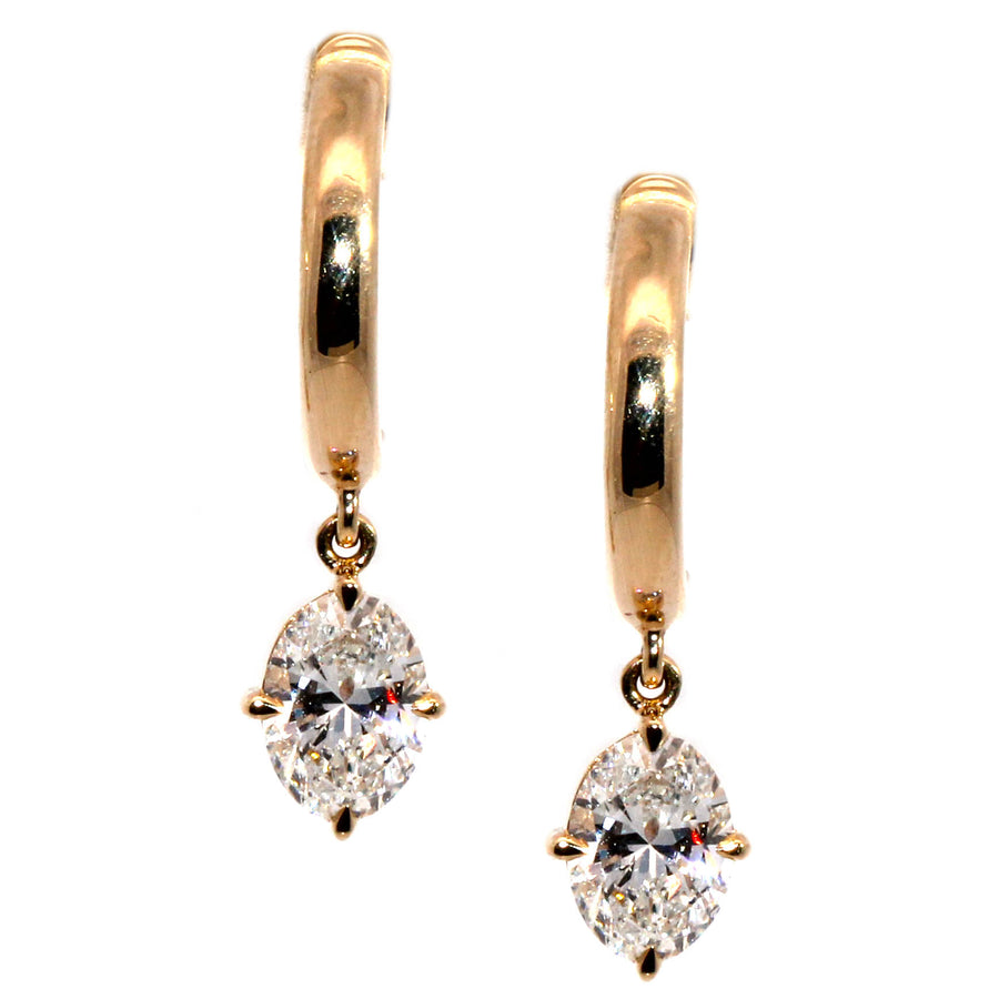 Oval Cut Lab Grown Diamond Drop Earrings