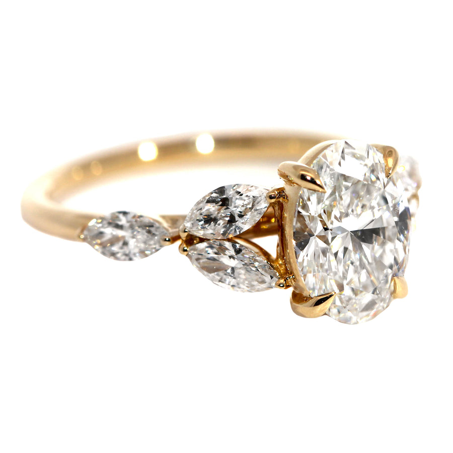 Oval Cut Lab Grown Diamond & Yellow Gold Engagement Ring