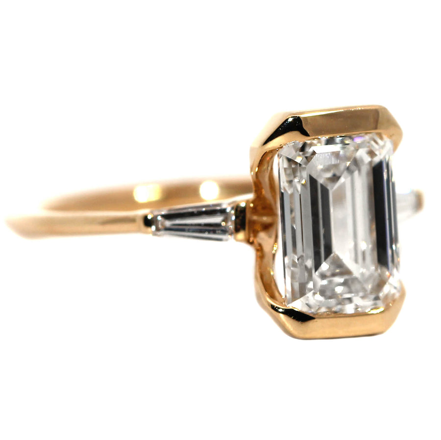 Lab Grown Emerald Cut Diamond & Yellow Gold Ring