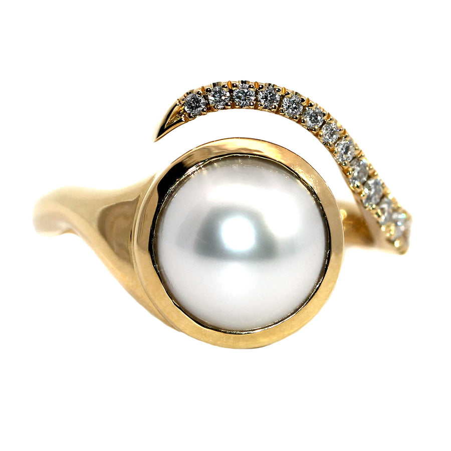 Ellendale South Sea Pearl, Diamond & Yellow Gold Dress Ring