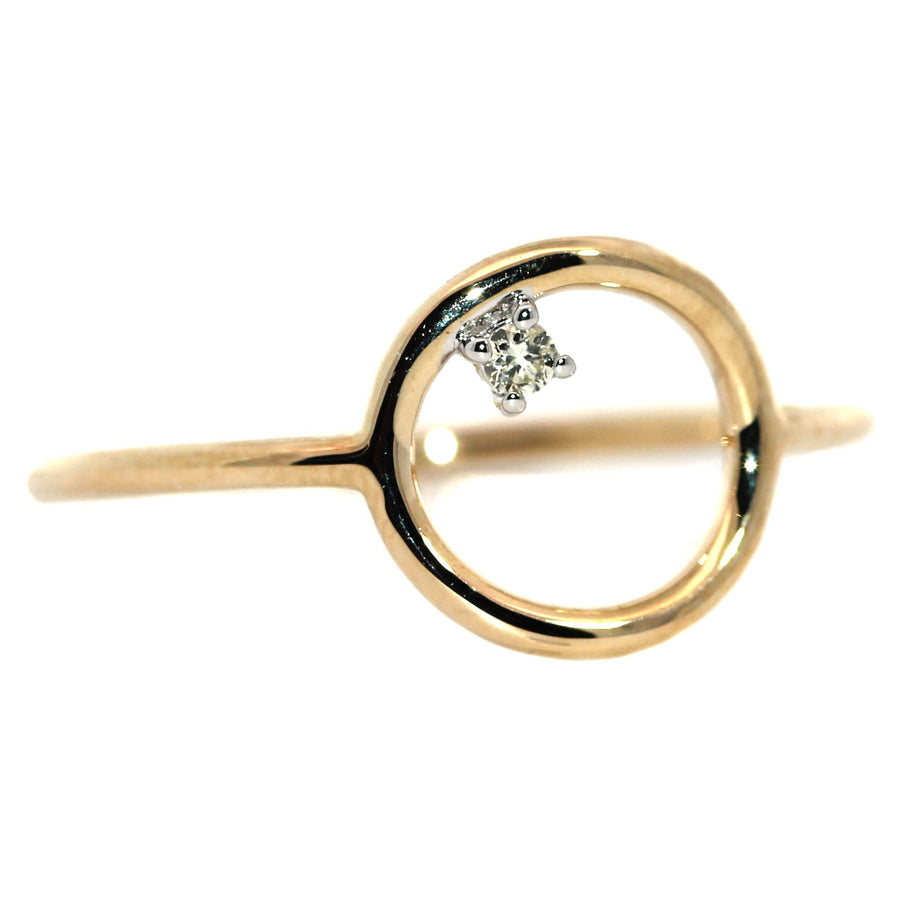 Diamond & Yellow Gold Circle Dress Ring