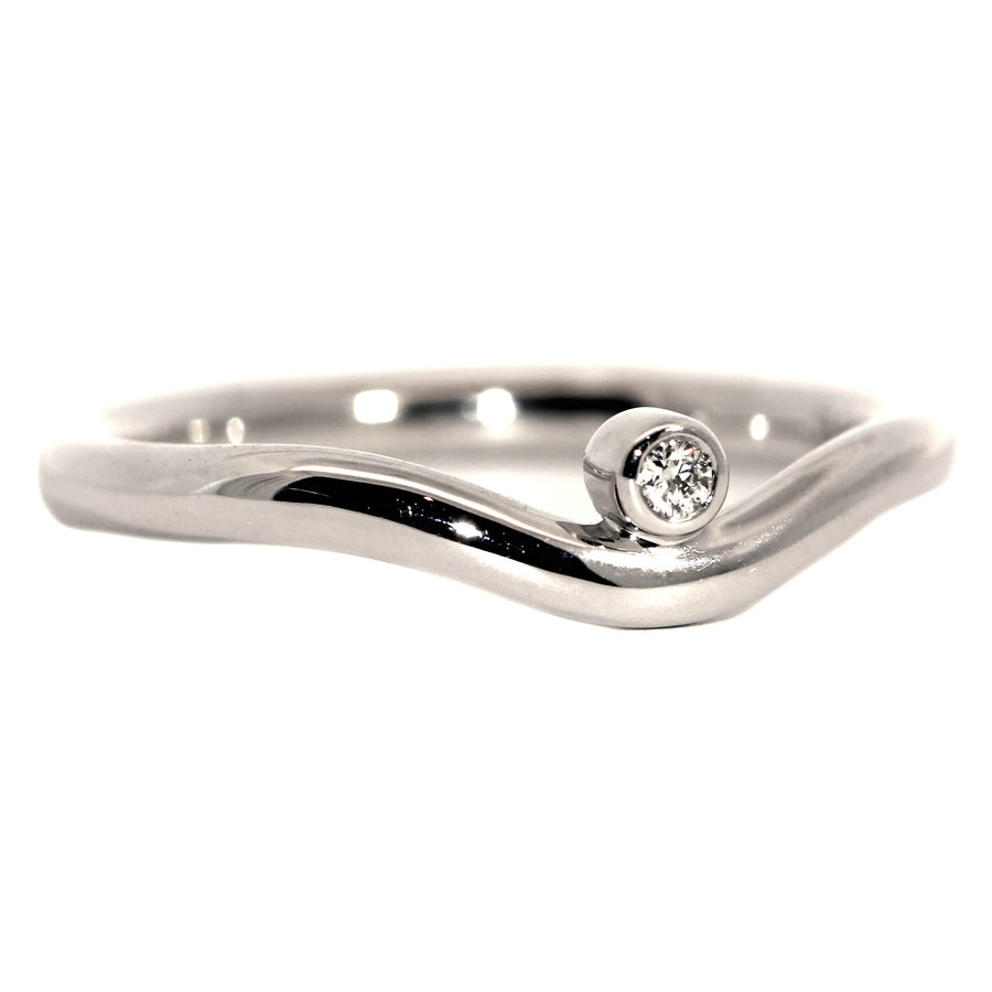 Diamond & White Gold Curved Band