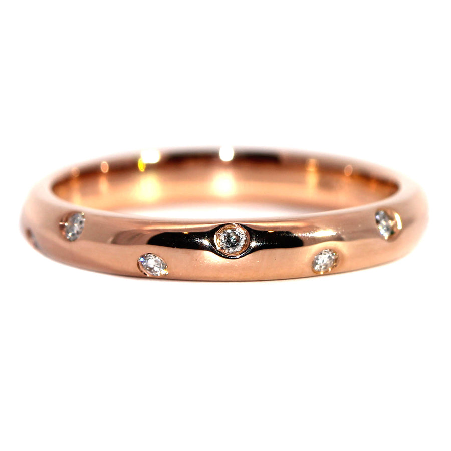 Diamond & Rose Gold Hammer Set Band