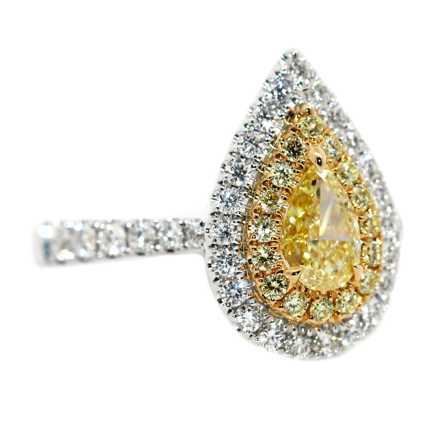 Yellow Diamond Pear Cut Ring