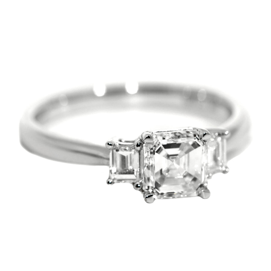 Square Emerald Cut & Baguette Cut Diamond Trilogy