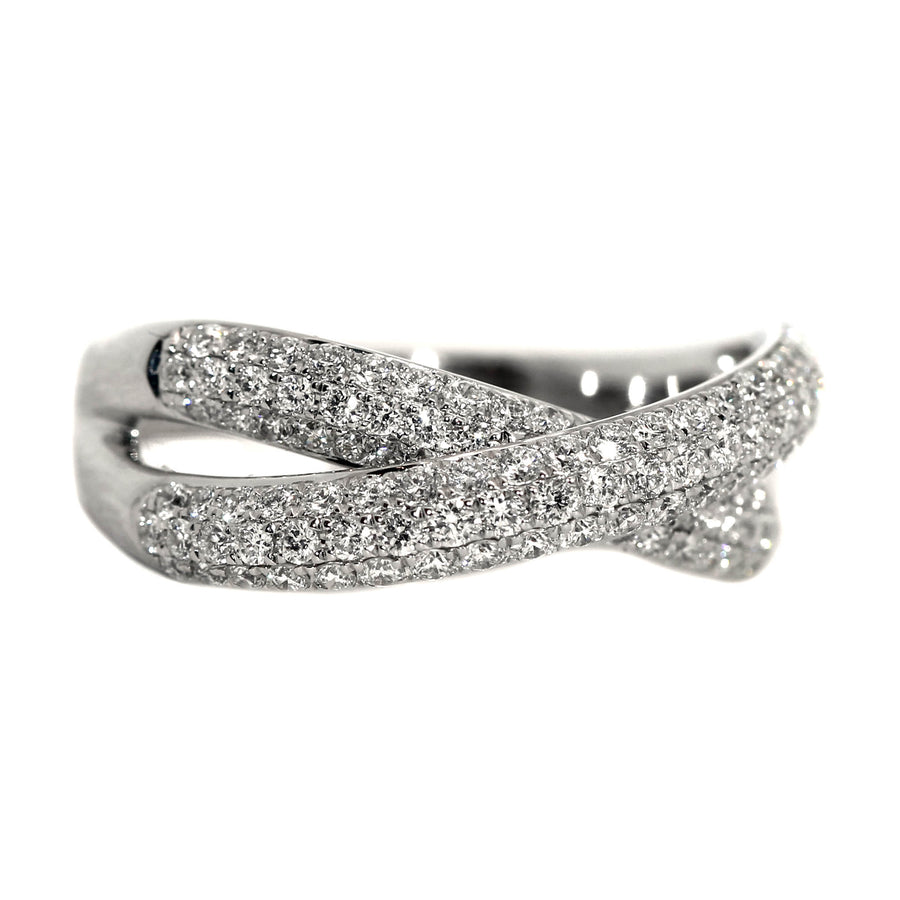 Crossover Pave Set Diamond Dress Ring