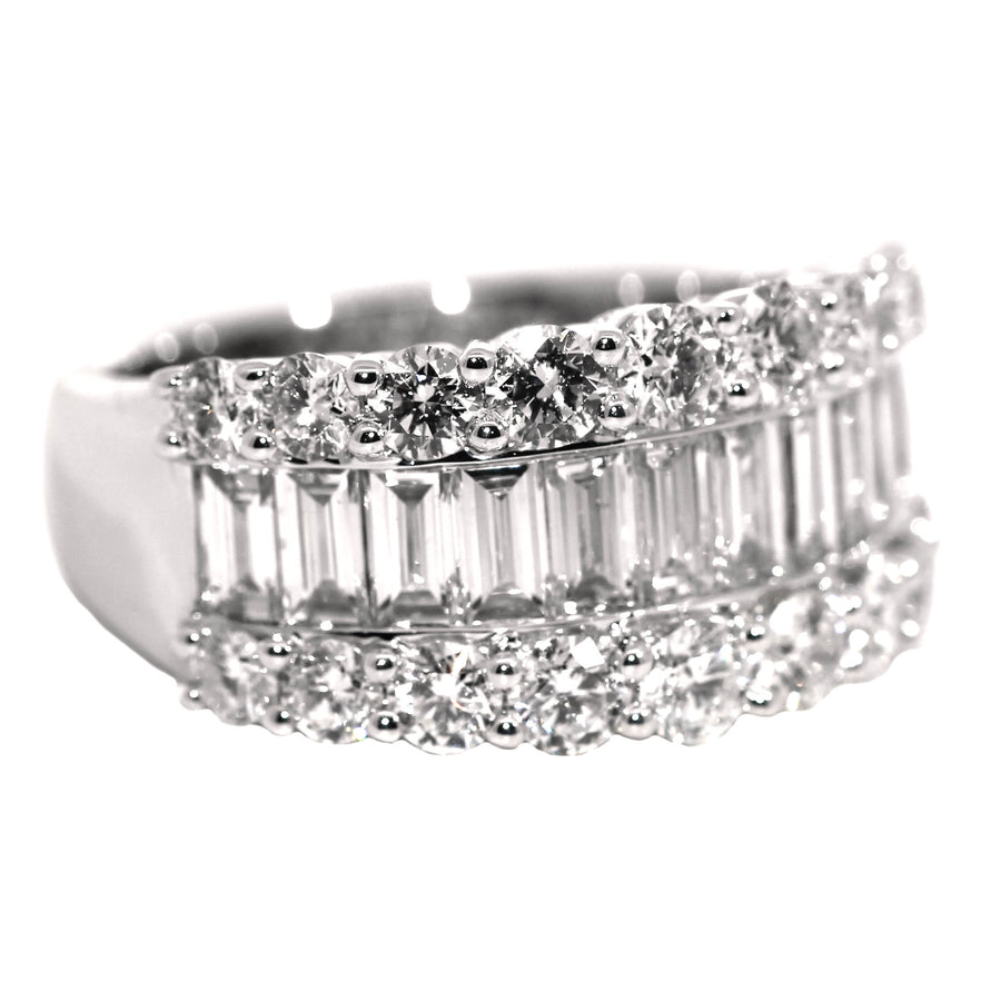 Baguette & Round Cut Wide Diamond Dress Ring