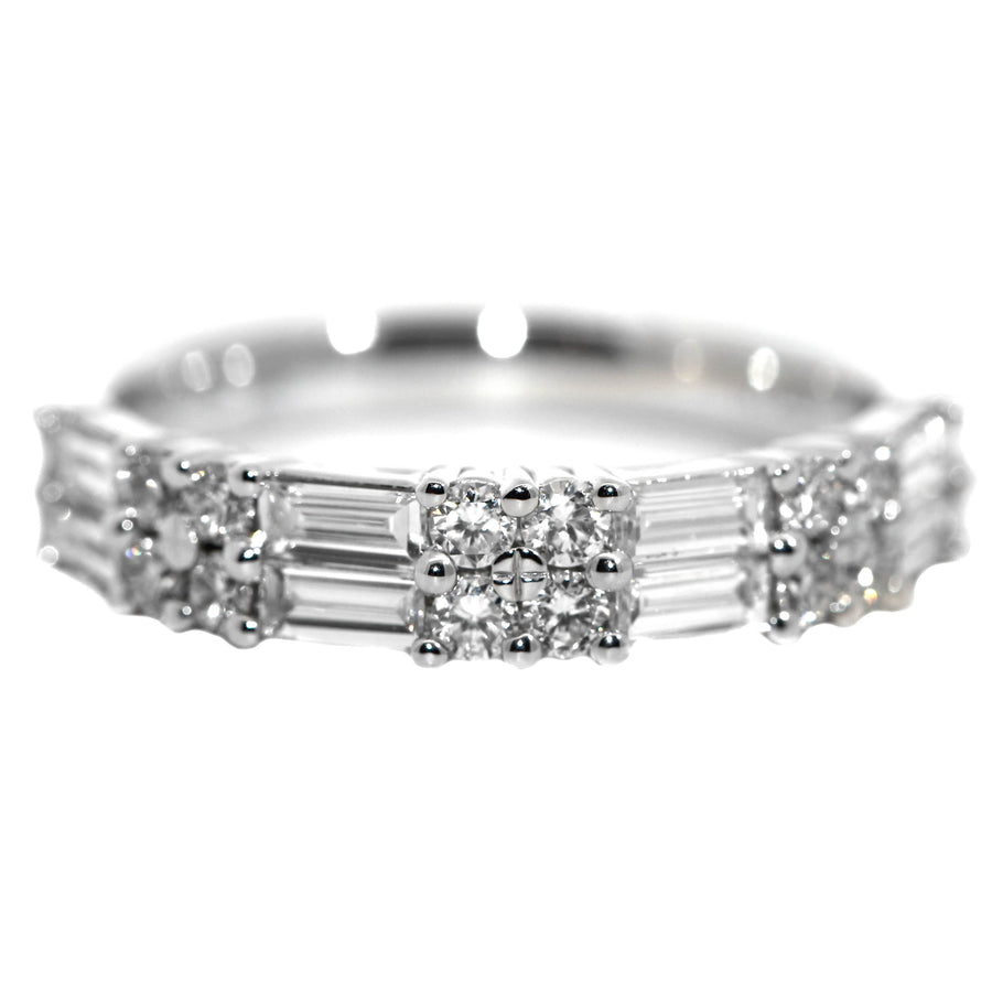 Claw Set Baguette & Round Cut Diamond Ring