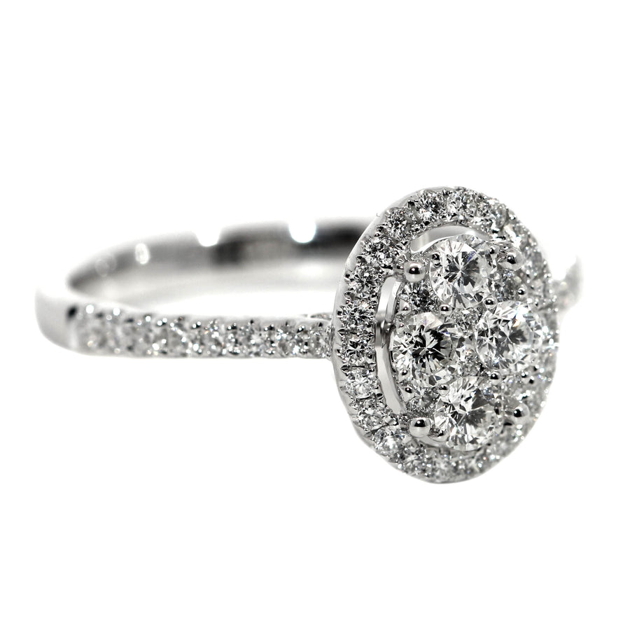 Cluster Set Diamond & White Gold Engagement Ring
