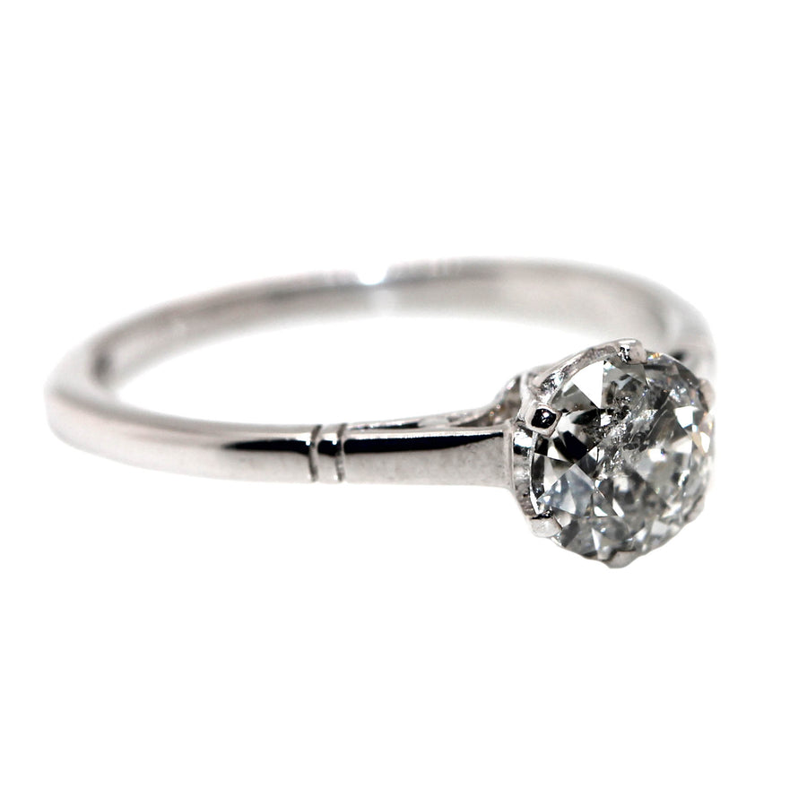 Antique Diamond, White Gold & Platinum Solitaire