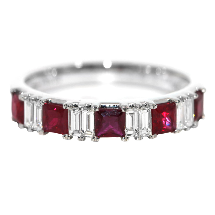 Princess Cut Ruby & Diamond Band