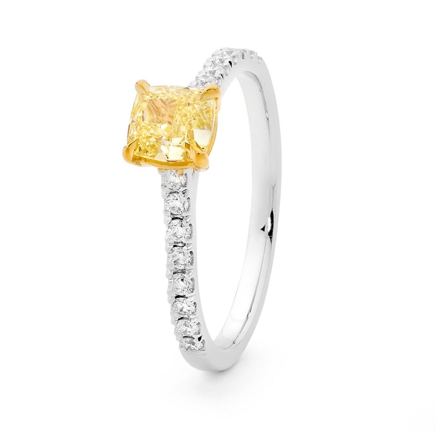 Ellendale Cushion Yellow Diamond Engagement Ring