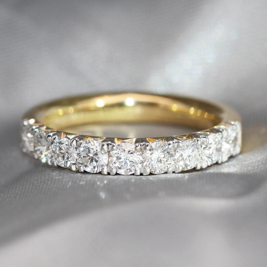 Round Cut Diamond & Yellow Gold Micro Set Band