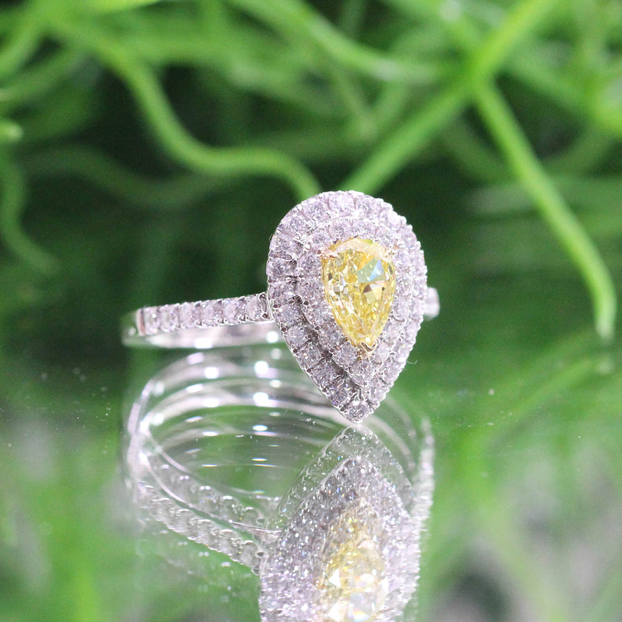 Pear Cut Yellow Diamond Ring