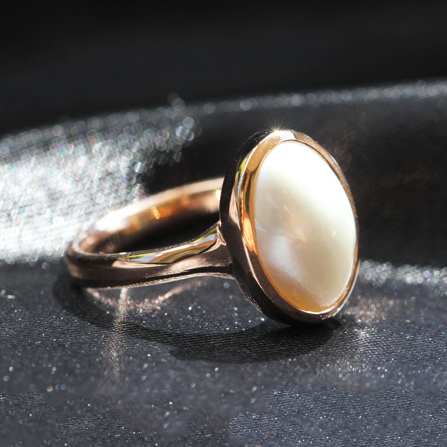 Oval Mabe Pearl & Rose Gold Dress Ring