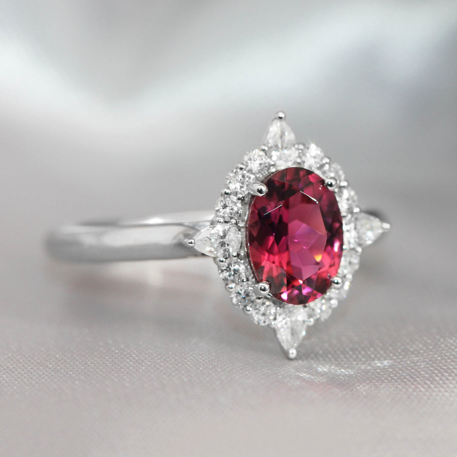 Oval Cut Pink Tourmaline & Diamond Dress Ring