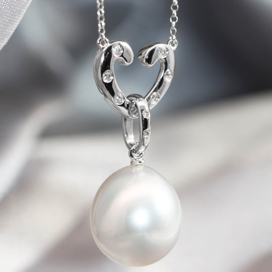 Diamond & South Sea Pearl Love Necklet