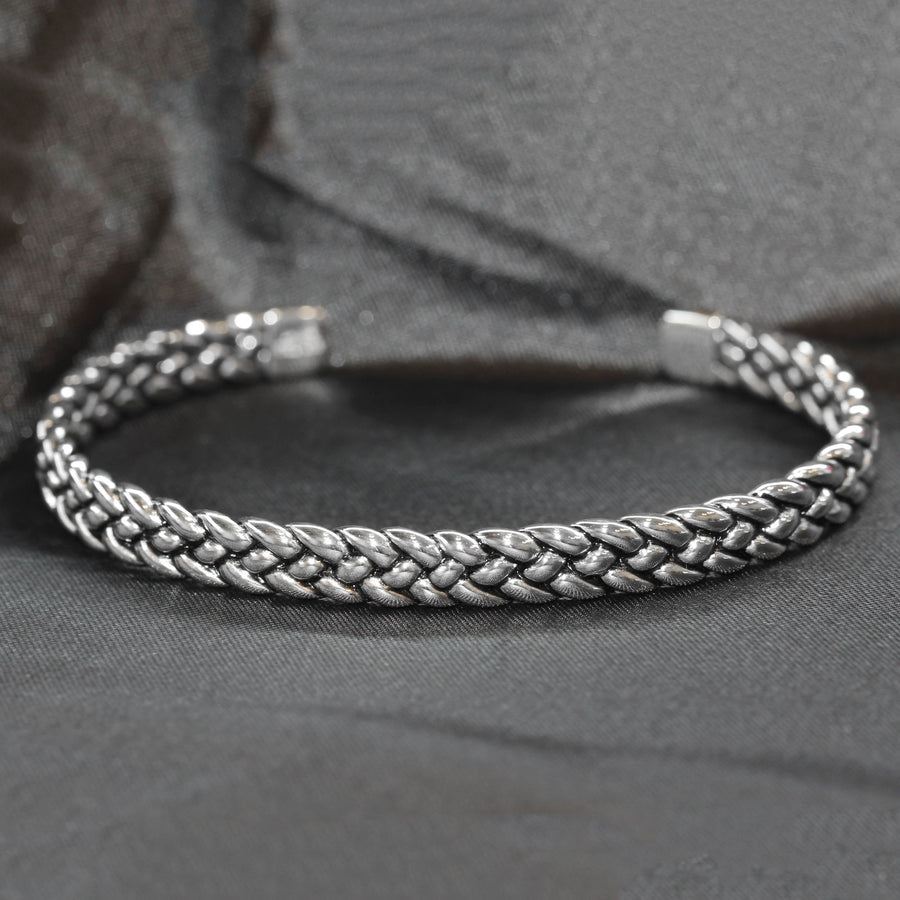 Sterling Silver Plaited Gents Cuff