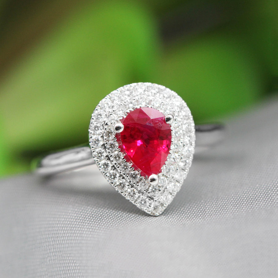 Double Halo Ruby & Diamond Dress Ring