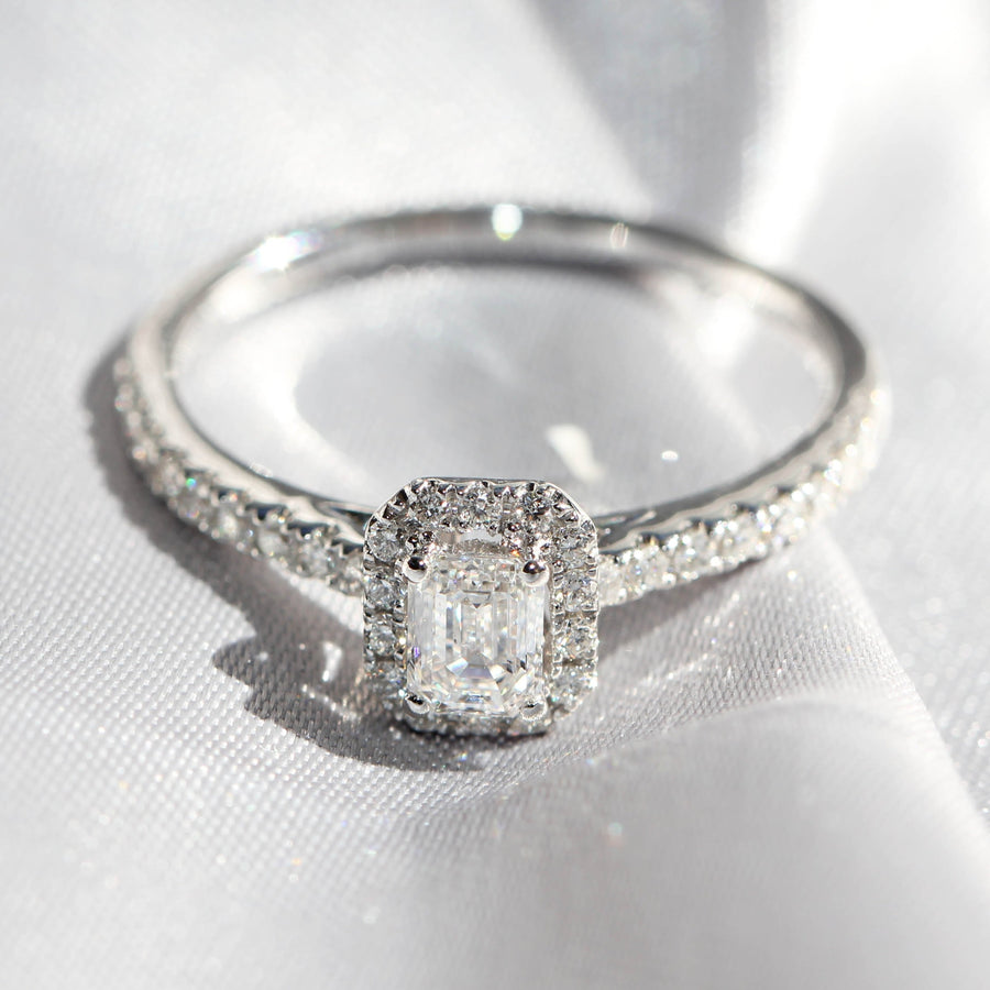 Emerald Cut Diamond & White Gold Dress Ring