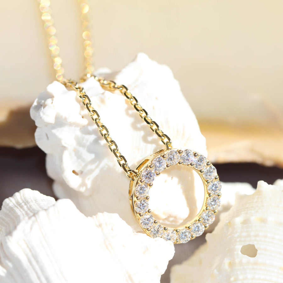 Shared Claw Diamond & Yellow Gold Circle Slider