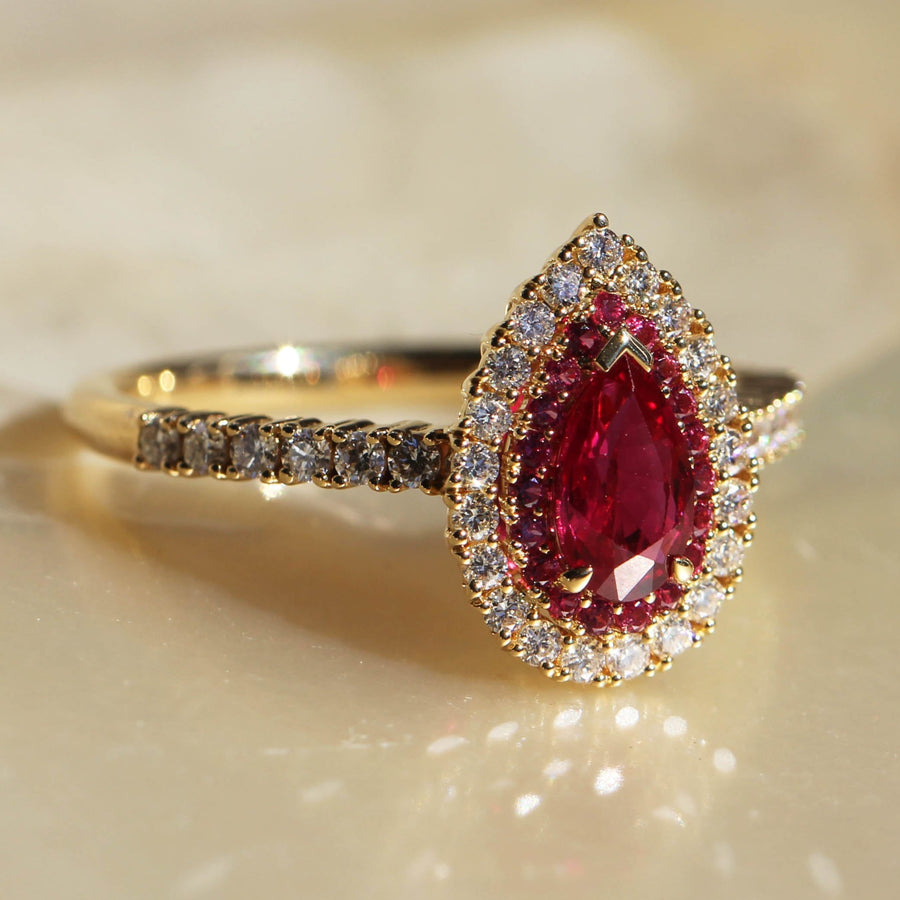 Ruby Double Halo Dress Ring