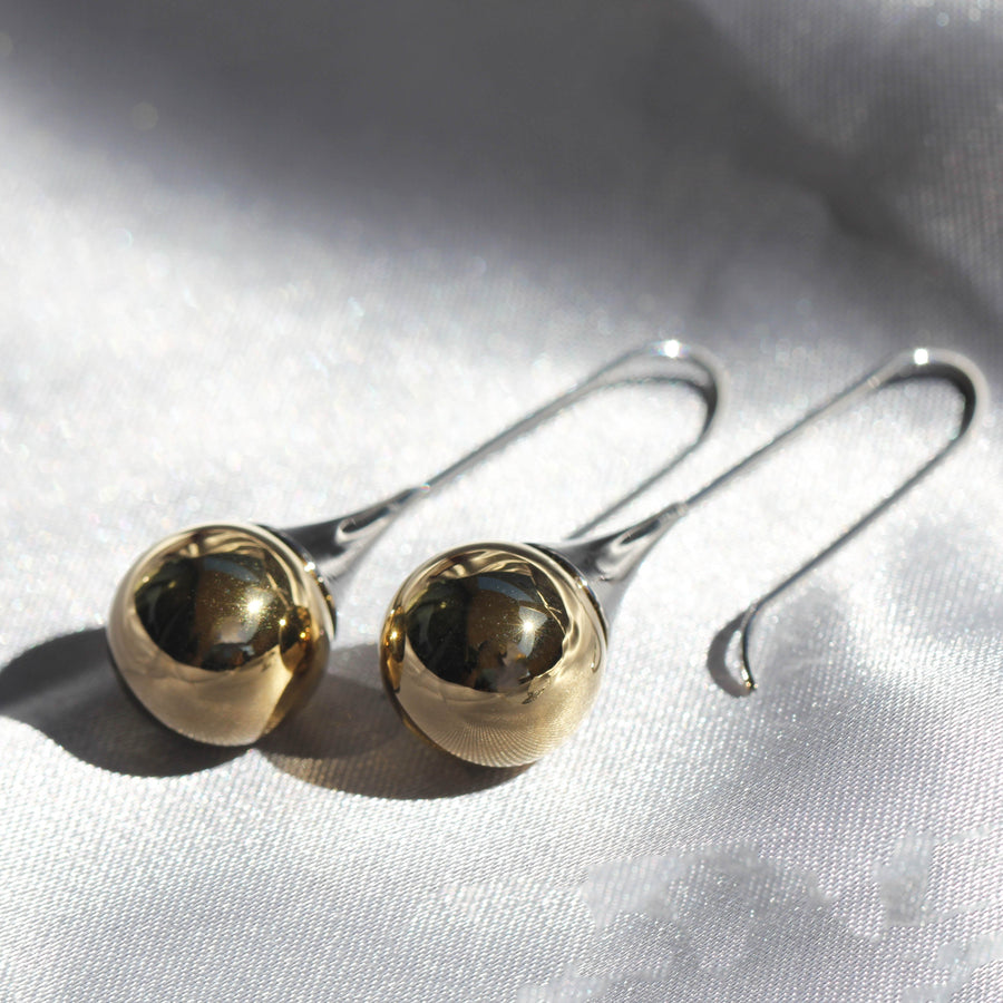 Stainless Steel & Yellow Gold Plated Drop Earrings