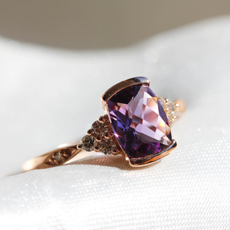 Amethyst, Diamond & Rose Gold Dress Ring