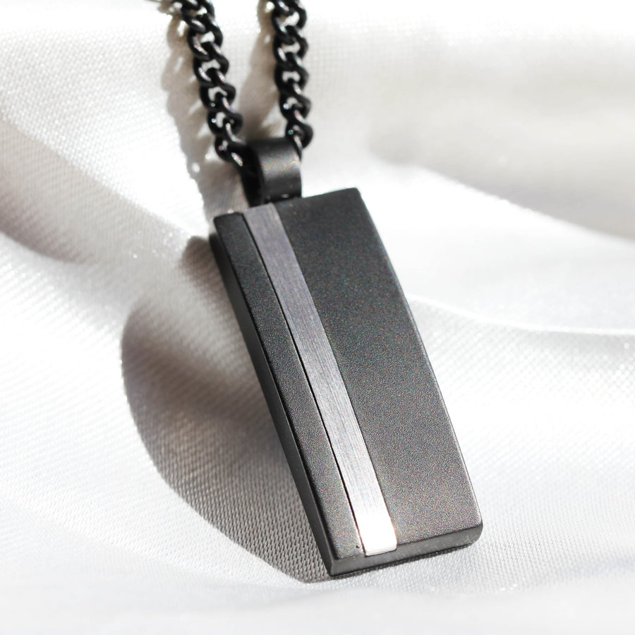 Stainless Steel & Black Plate Gents Dog Tag Pendant