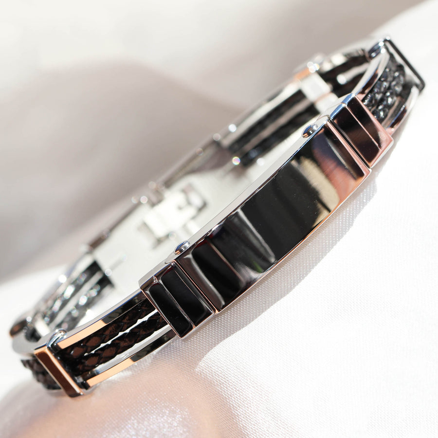 Stainless Steel & Leather Gents Bracelet
