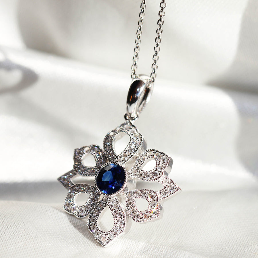 Art Deco Style Sapphire & Diamond Pendant
