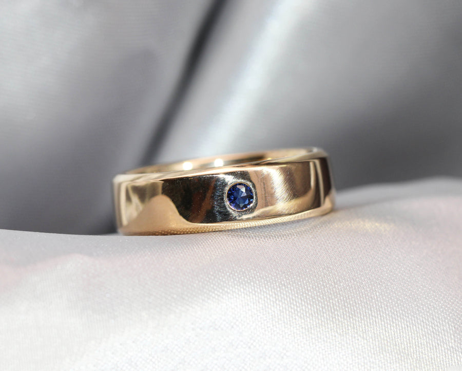 Handmade Sapphire & Yellow Gold Band