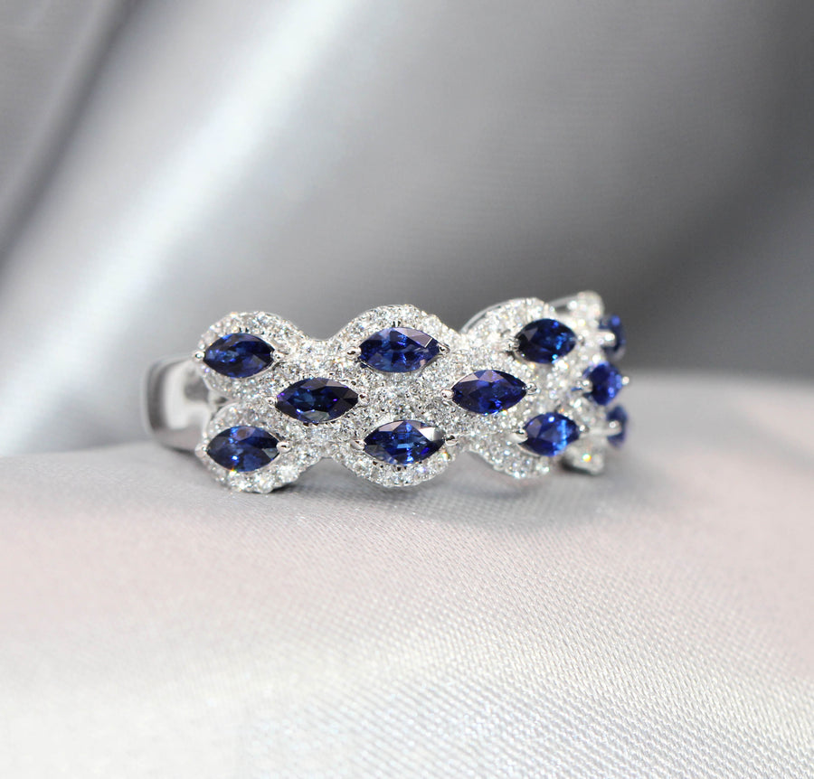 Sapphire, Diamond & White Gold Dress Ring