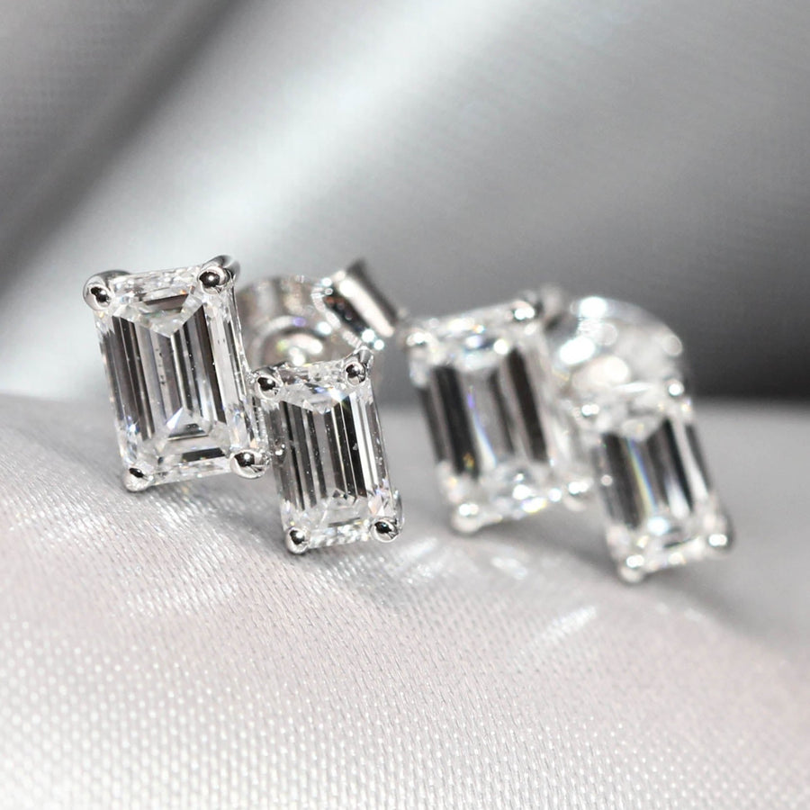 Emerald Cut Lab grown Diamond Studs