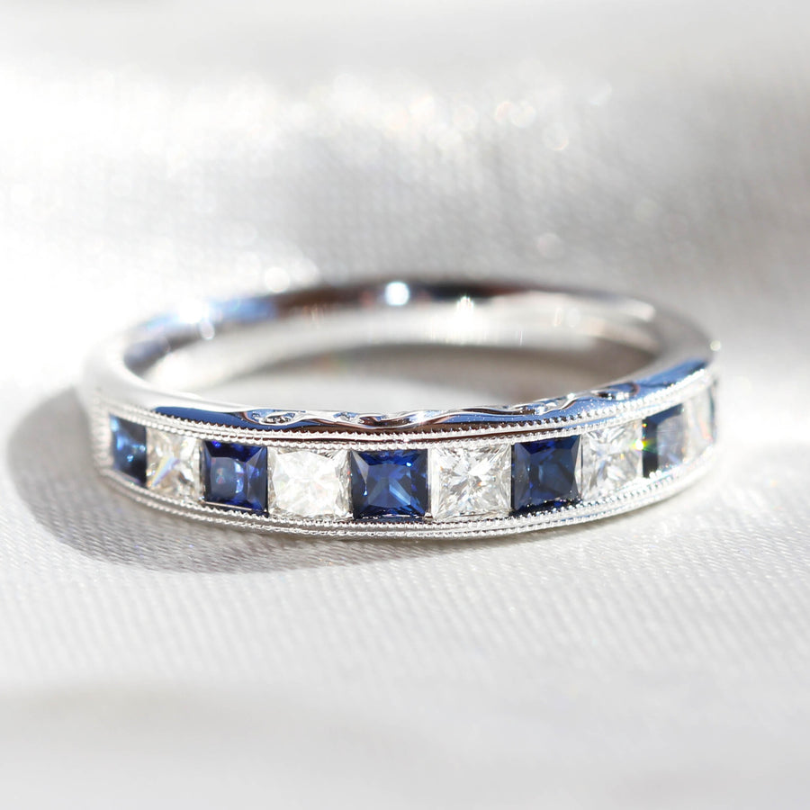 Sapphire & Diamond Channel Set Ring