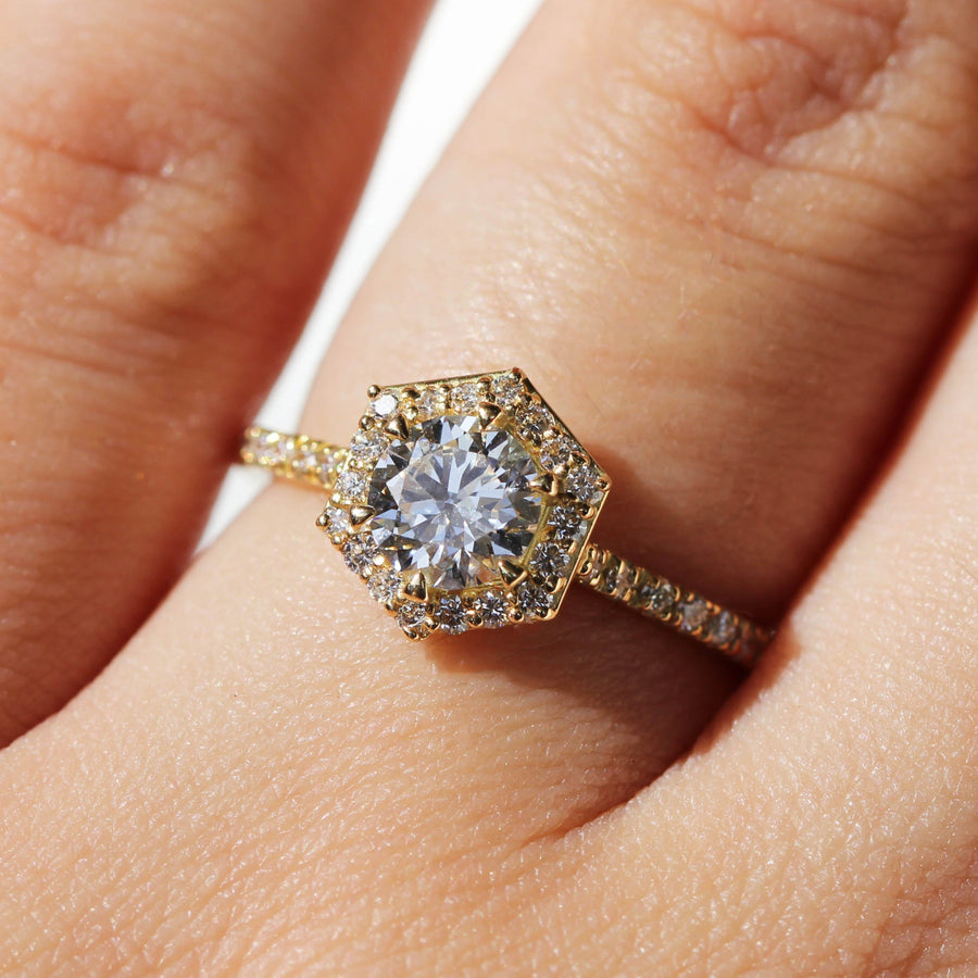 Lab Grown Diamond Hexagon Engagement Ring