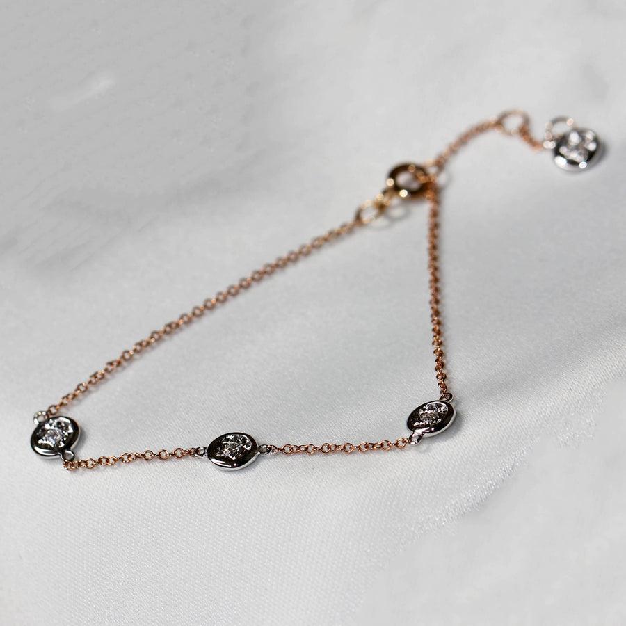 Diamond, Rose & white Gold Trace Bracelet