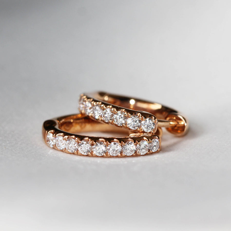 Diamond & Rose Gold Huggie Earrings