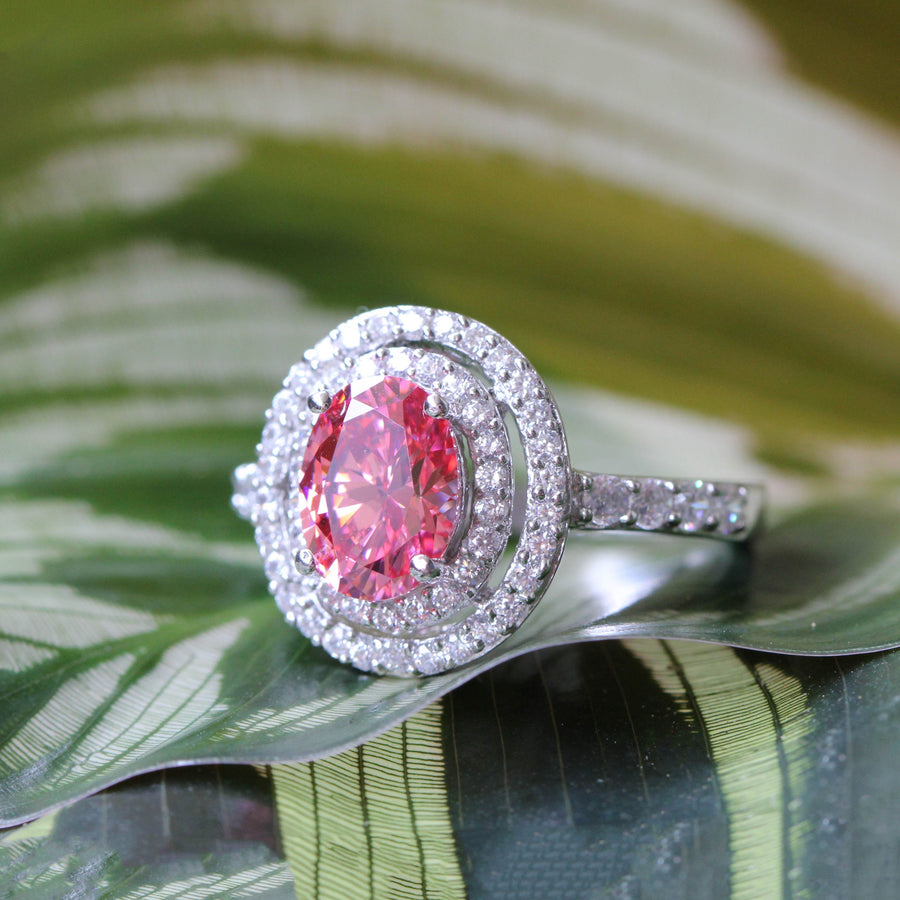 Pink & White Cubic Zirconia Dress Ring