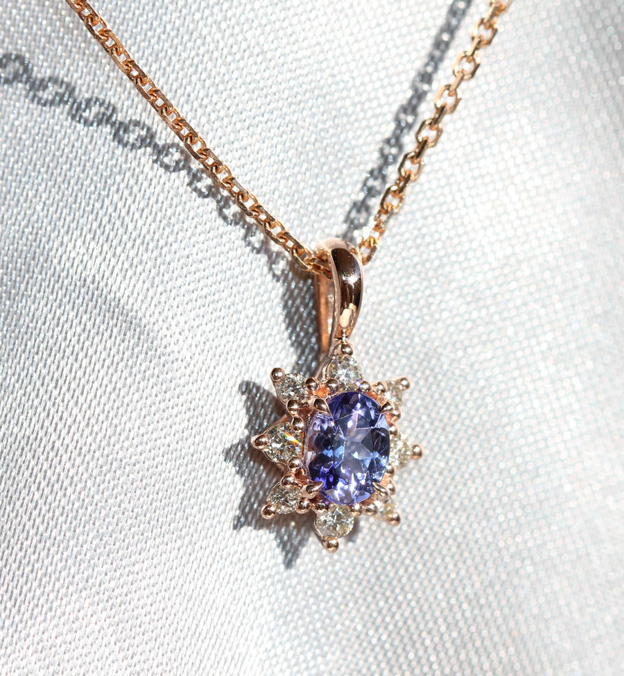 Tanzanite, Diamond & Rose Gold Pendant