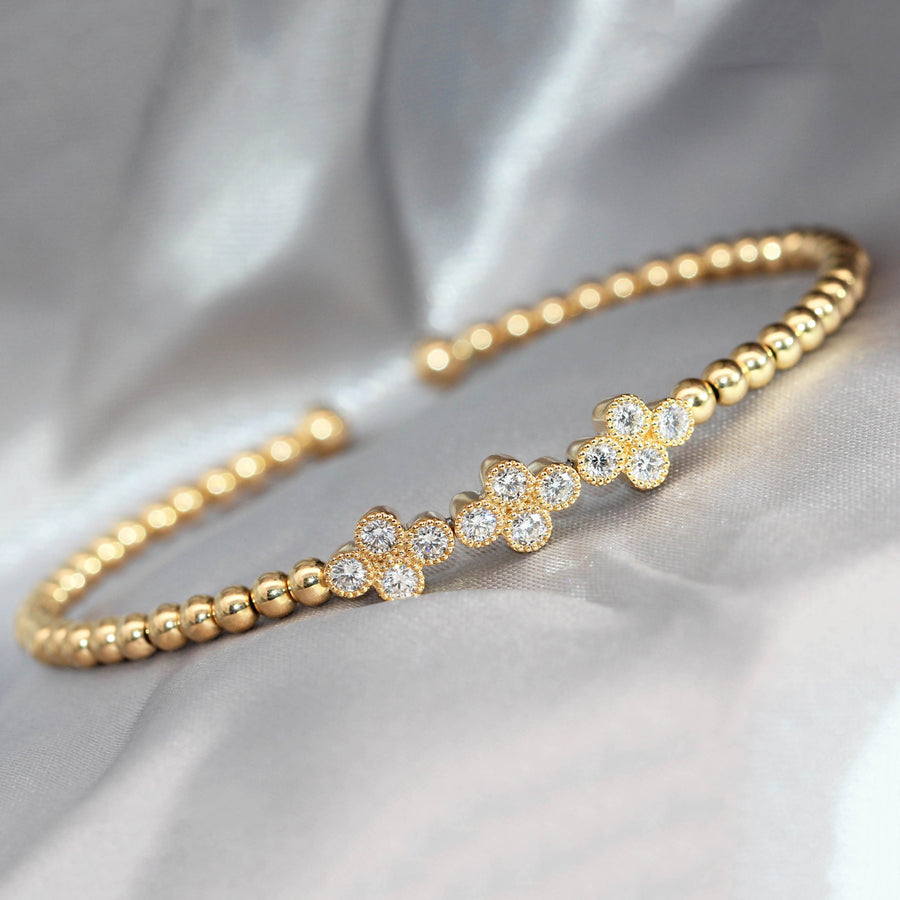 Diamond & Yellow Gold Ball Cuff