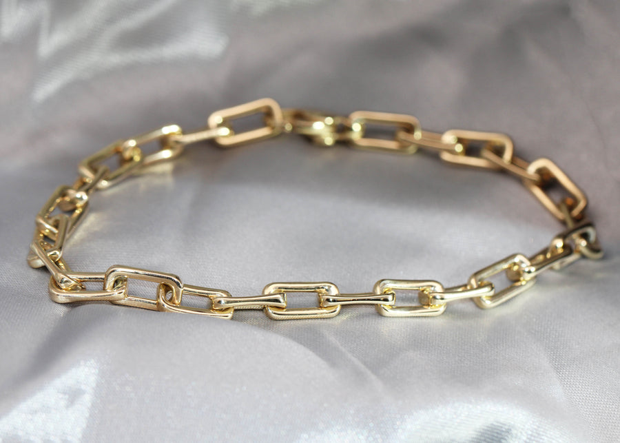 Yellow Gold Square Shaped Trace Bracelet