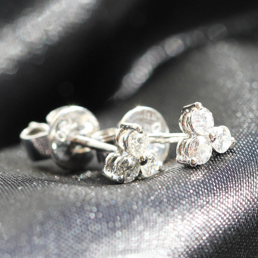 Diamond & White Gold Three Prong Studs