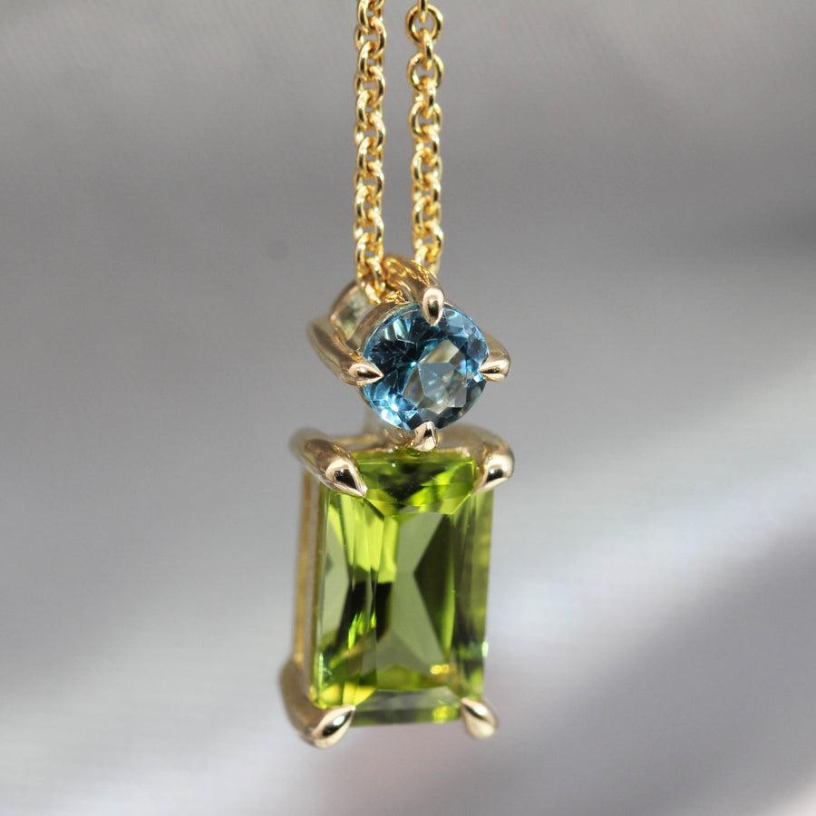 Peridot & Blue Topaz Claw Set Pendant