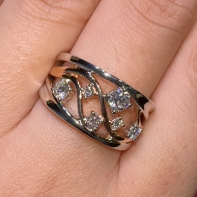 Diamond, Rose & White Gold Filigree Scatter Ring